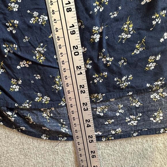 Old Navy Navy Yellow Ditsy Floral Peasant Blouse Large Boho Cottagecore - Picture 12 of 14